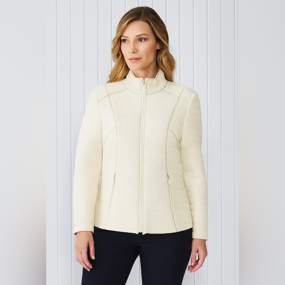 PENDLETON Vintage ZIP Up Front Cream Textured LINED JACKET Size S